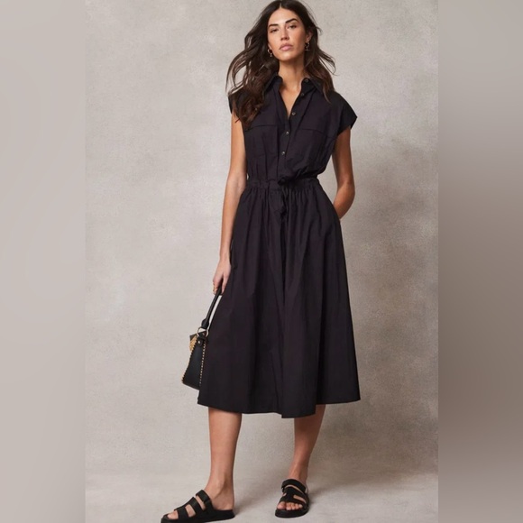 Mint Velvet Cotton Navy Blue Midi Shirt Dress - size 12 - Picture 6 of 13